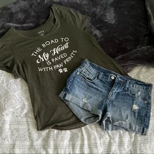 “The road to my heart is paved with paw prints” T-shirt